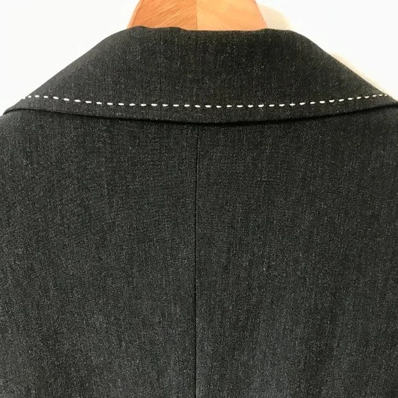 WHBM Grey Blazer Suit Jacket White Stitching, Size 8 - Picture 14 of 16
